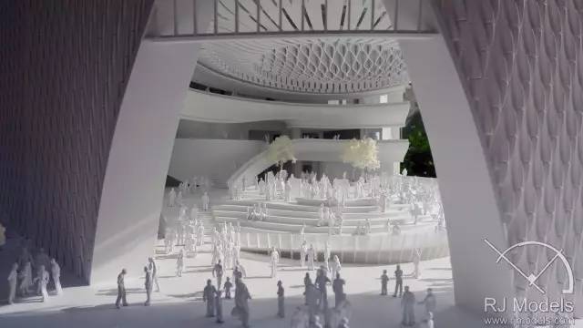 ▲戲曲中心概念模型內往來不絕的人潮。