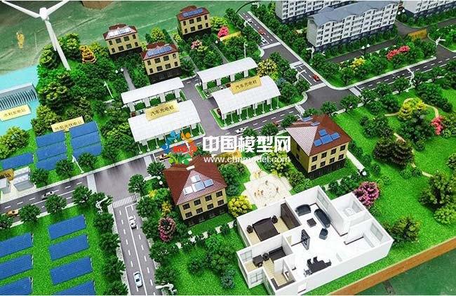 光伏電站應用場景沙盤模型，太陽能光伏屋頂發電沙盤模型